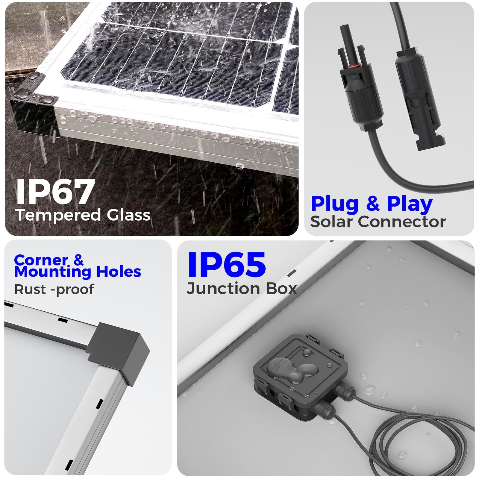 100W 12V Solar Panel, High Efficiency 9BB Cell Monocrystalline Solar Panels I…