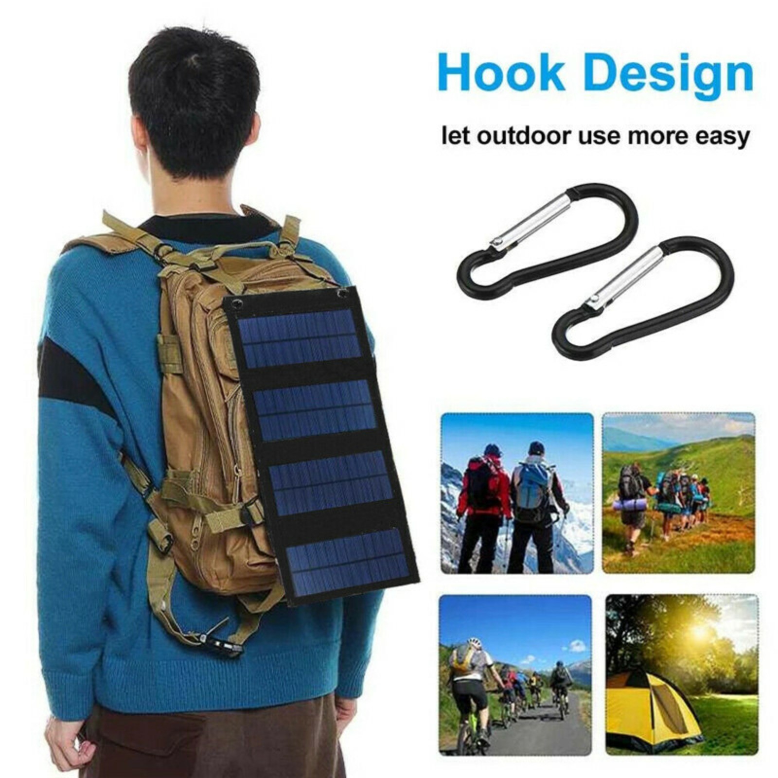 100W USB Solar Panel Folding Power Bank Outdoor Camping Hiking Phone Charger Kit