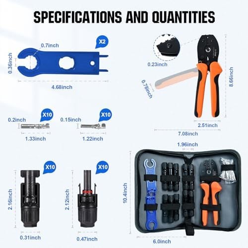 ECO-WORTHY Solar Crimper Tool Kit 13 PCS Solar Tools – a Crimper, 10 Pairs of…
