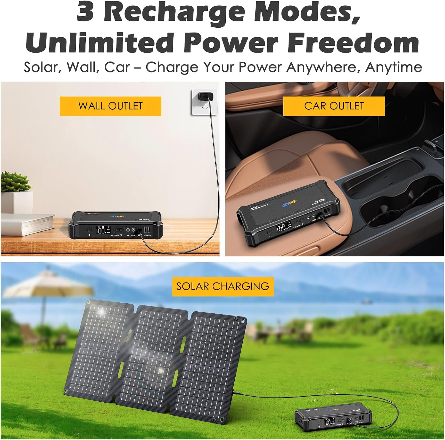 Portable Power Station with 30W Foldable Solar Panel – 99.9Wh Backup Battery, 10