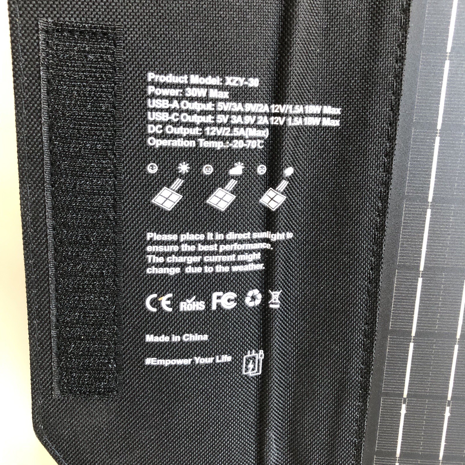Mesuvida Portable Foldable 30W 12V/2.5A Solar Panel Charger For Outdoor XZY-30