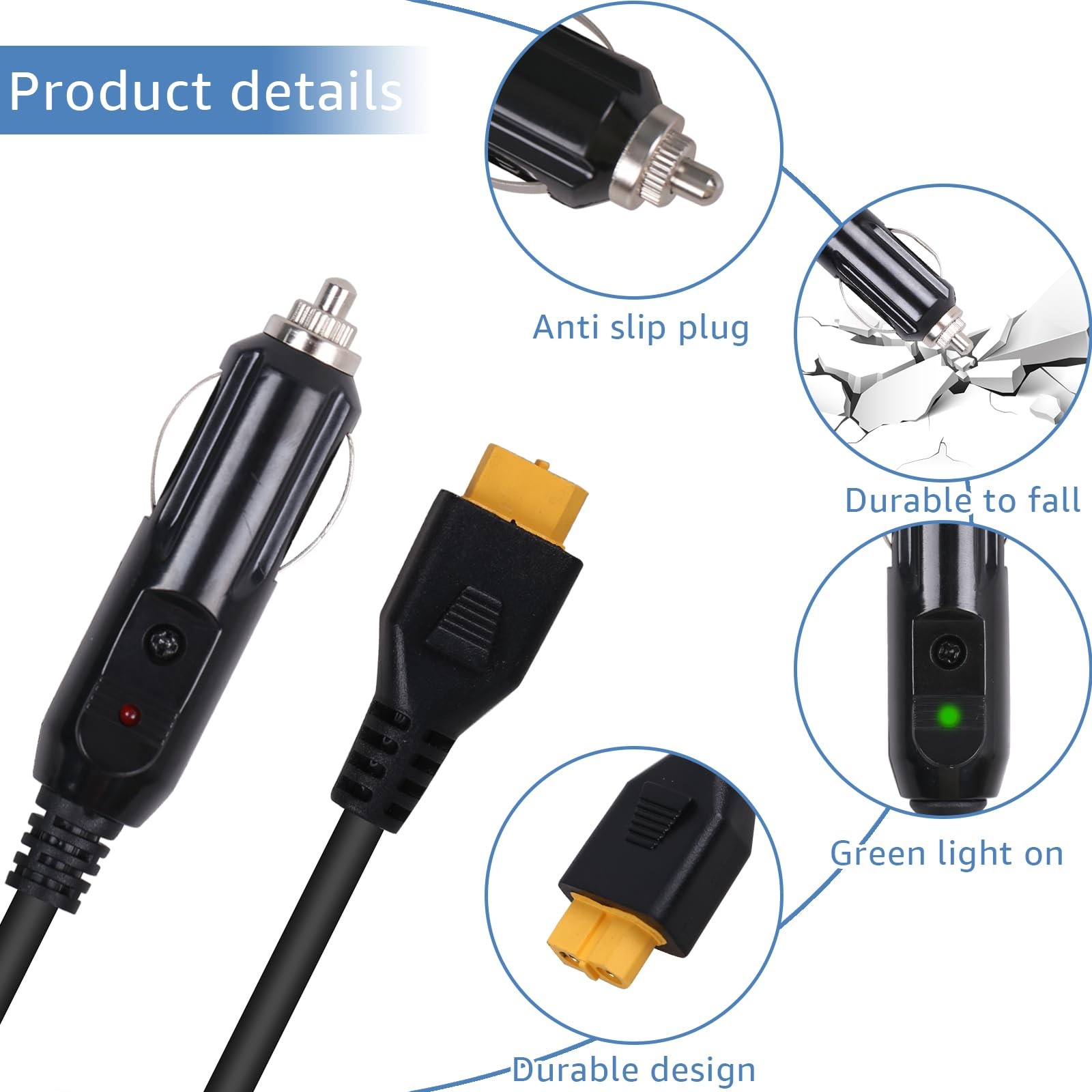 Portable12V/24V car Charger Suitable for Ecoflow Delta/River Bluetti EB55 Anker