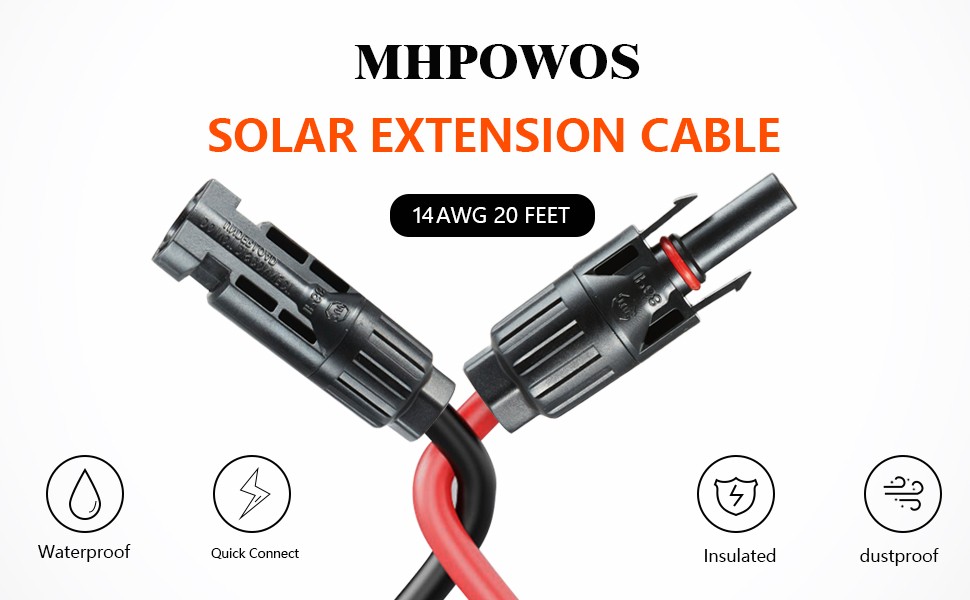 11ft 20ft Solar Panel Extension Cable 14AWG Female Solar to XT60 solarpanel cord