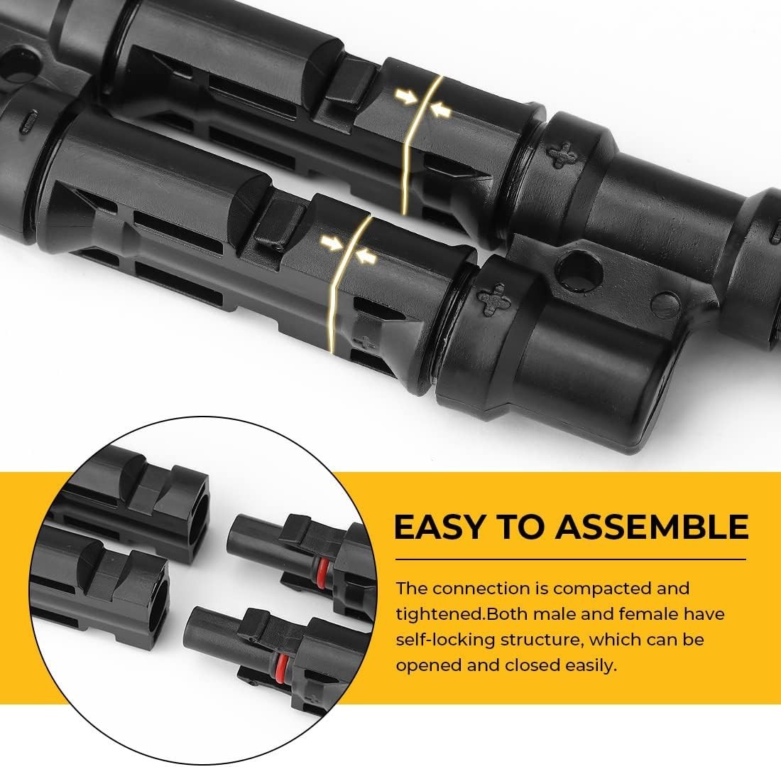 1 Pair Waterproof Solar Y Connectors – Compatible with 14AWG to 10AWG Cables