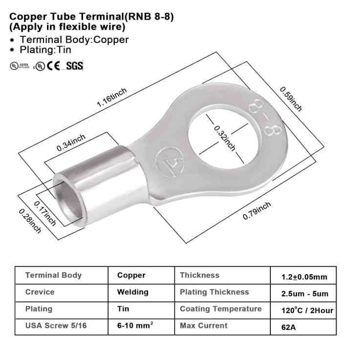 iGreely 10 Gauge Wire Solar to O Ring Cable Solar Panel Adapter Kit Cable Connet
