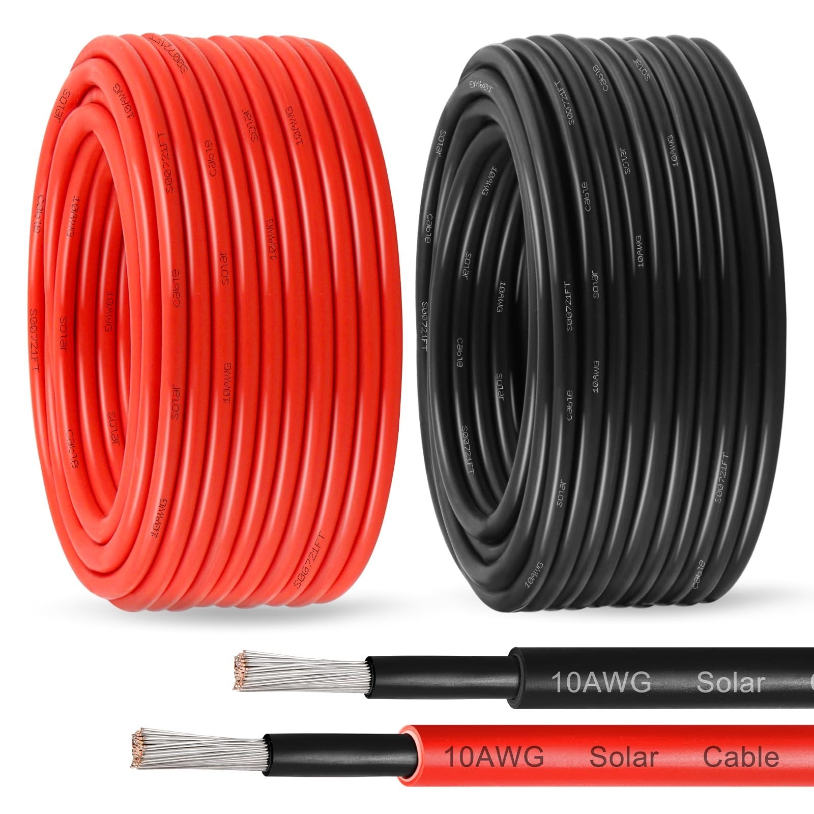 10 AWG Solar Panel Wire 100Ft Extension Cable – Tinned Copper PV Wire for RV, Bo