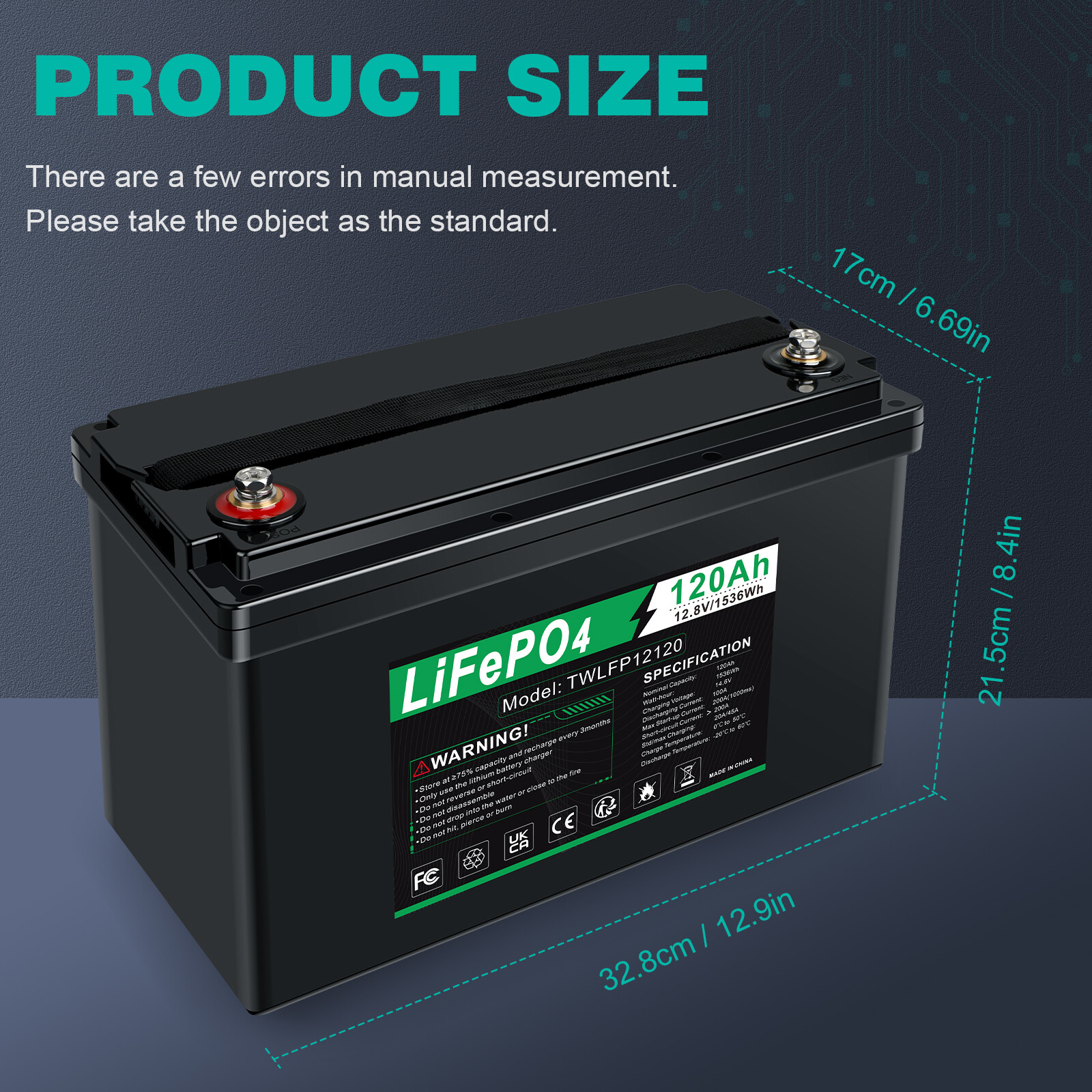 12V 120Ah LiFePO4 Lithium Battery BMS Deep Cycle 20A 24V Smart Battery Charger