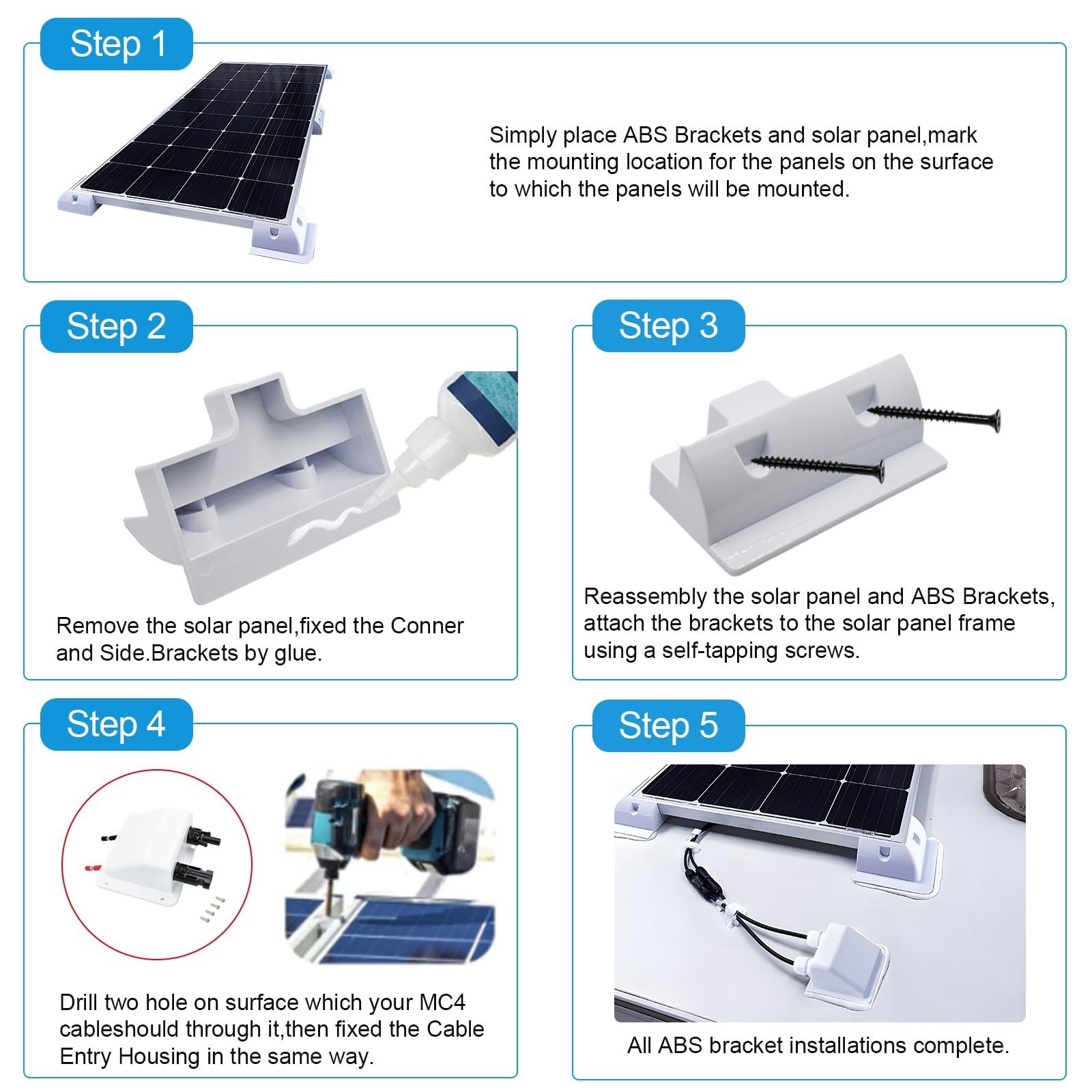 2-Pack No-Drill Solar Panel Mounting Brackets for RVs, Boats & Vans – Heavy-Duty