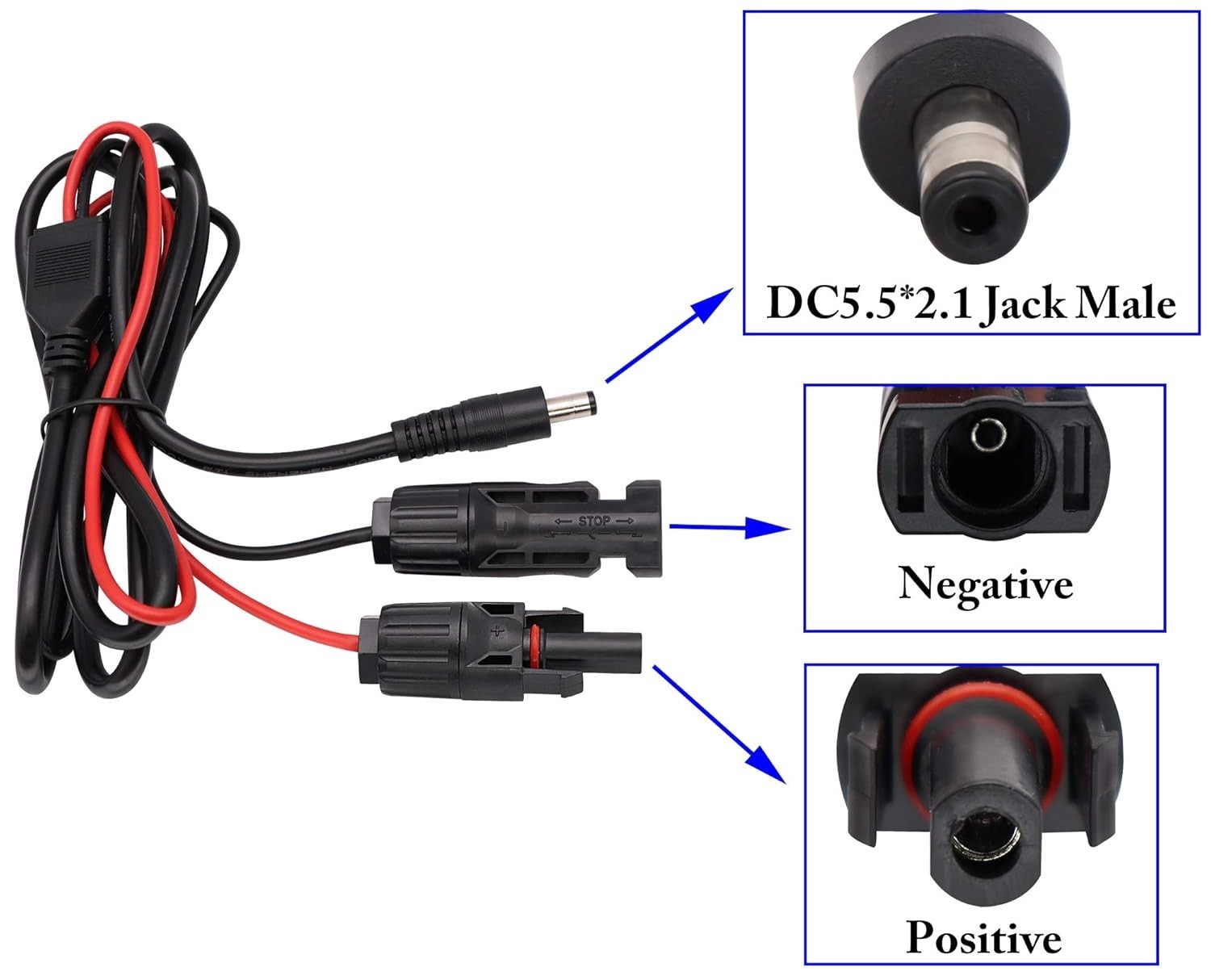 Solar Adapter Male and Female to DC 5.5mm x 2.1mm Male Solar Power Extension …