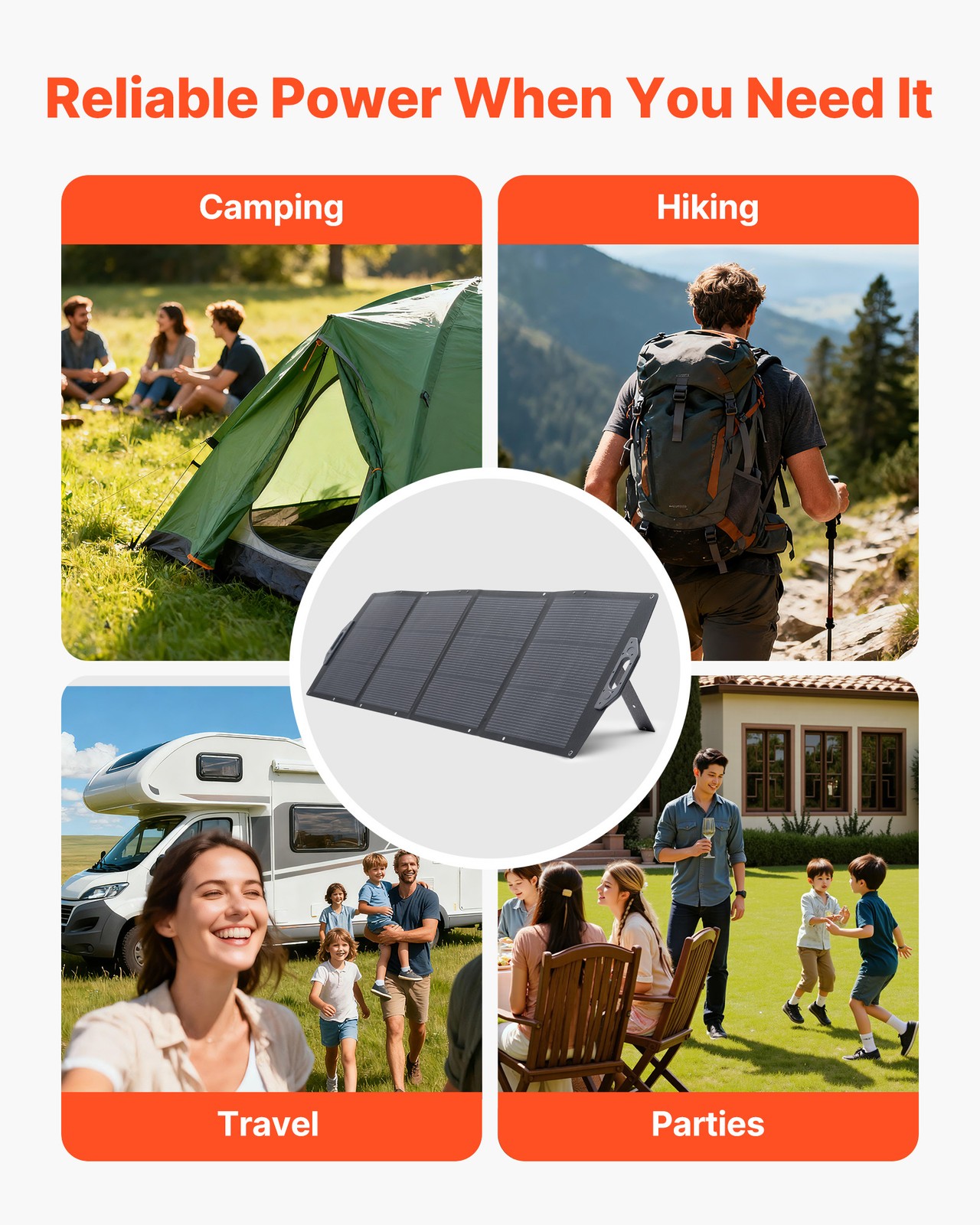 VEVOR 200W Foldable Solar Panel 24% High-Efficiency Portable Mono Solar Panel