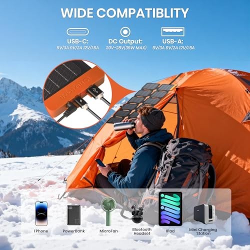 36W Ultra-Portable Solar Panel Charger with Quick Charge – USB-A & USB-C E-36W