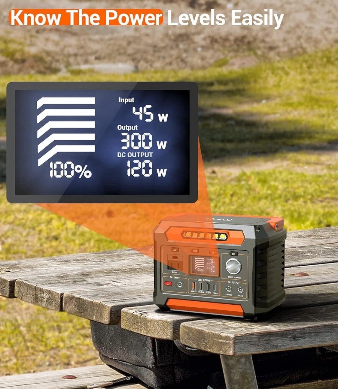 300W Portable Power Station, 299Wh/80818mAh Solar Generator, Regulated DC Output