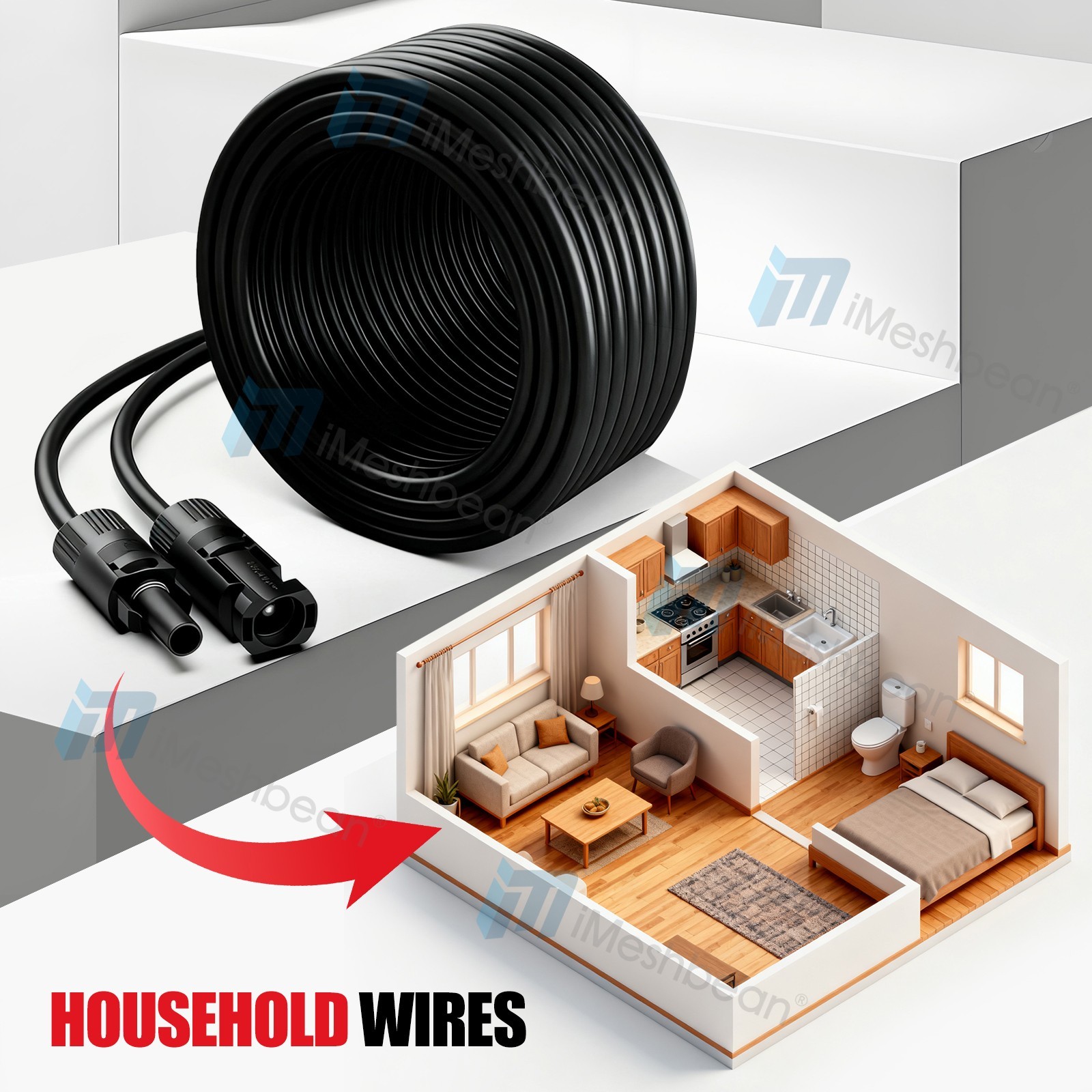 10AWG 100FT Black Solar Panel Extension Cable Female & Male Solar Connector 6mm²