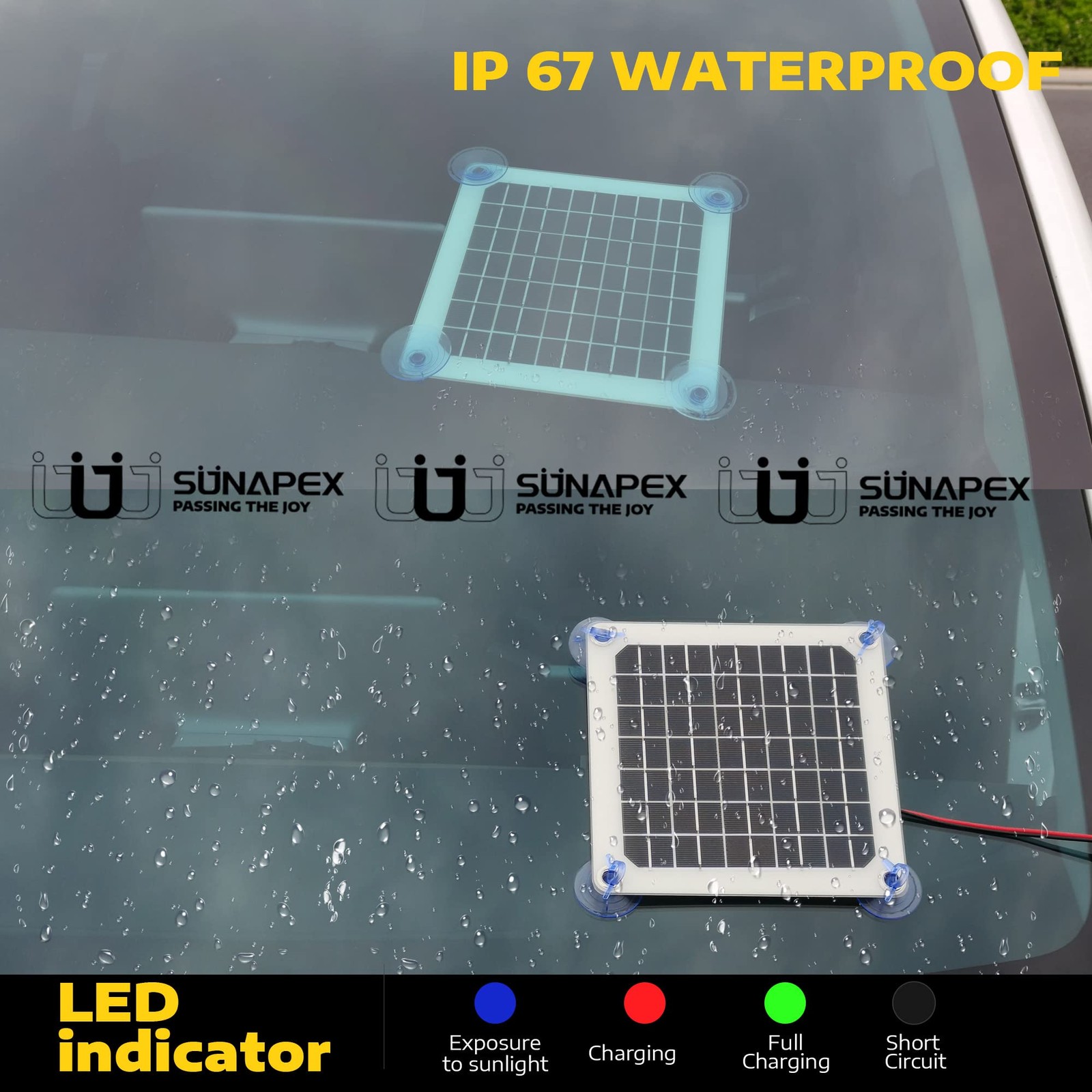 5W Solar Battery Charger Maintainer 12V Waterproof Solar Panel Trickle Charger