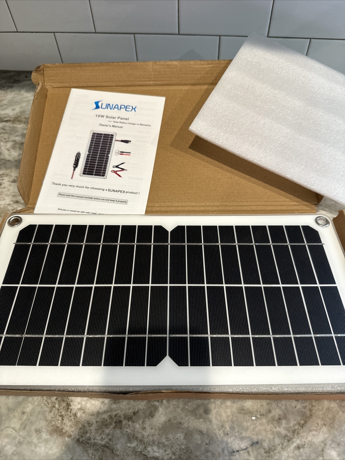 SUNAPEX Portable 10W Solar Battery Charger Maintainer Flexible Solar Panel Kit