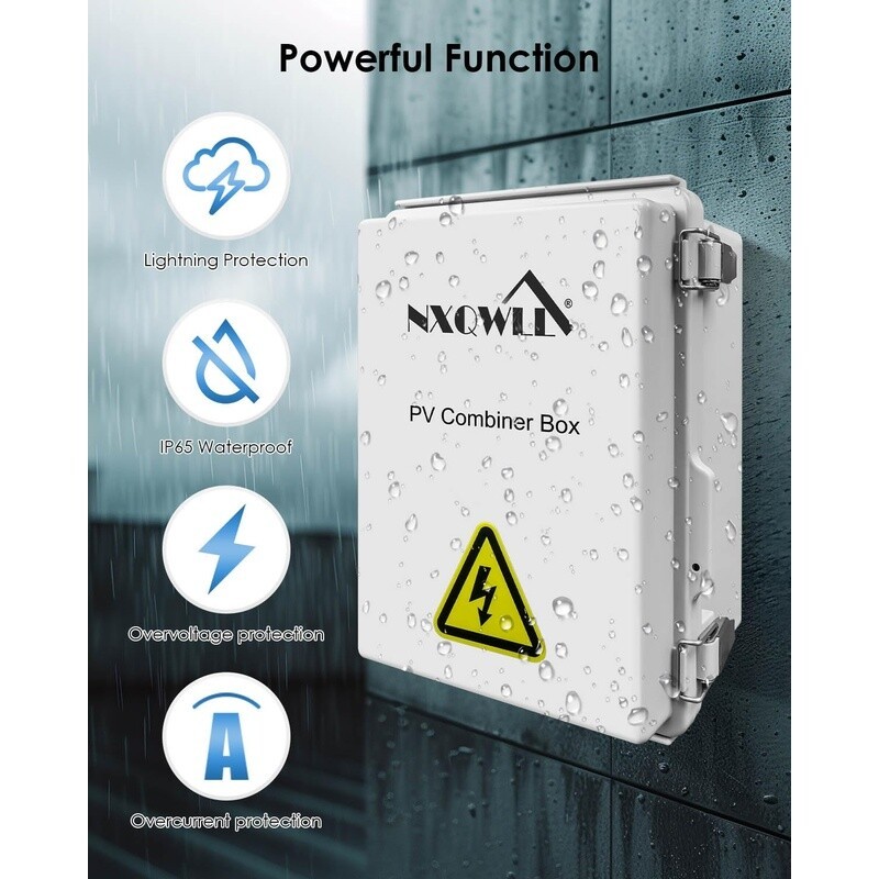 Solar Combiner Box 4 String PV 10A Fuse 2P 63A Breakers Waterproof Off-Grid New
