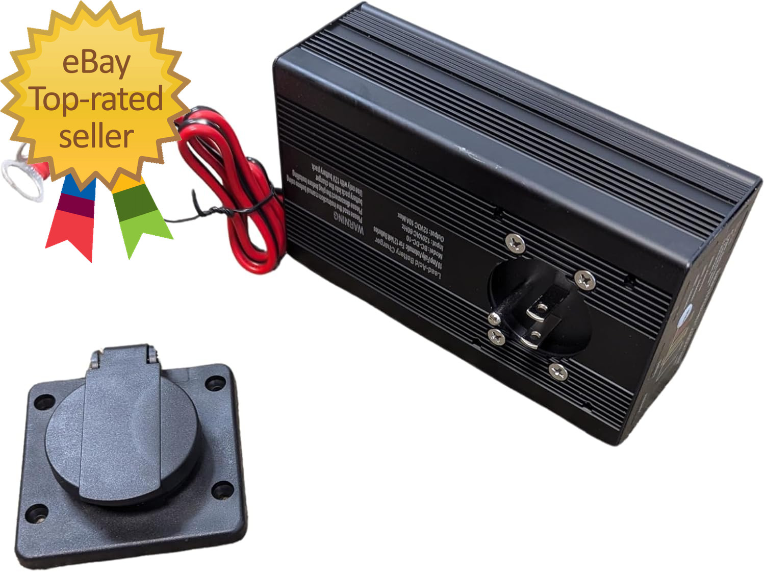 10 Amp Panel Mount 12V Battery Charger for Hydraulic Dump Trailer, Car, Marine.