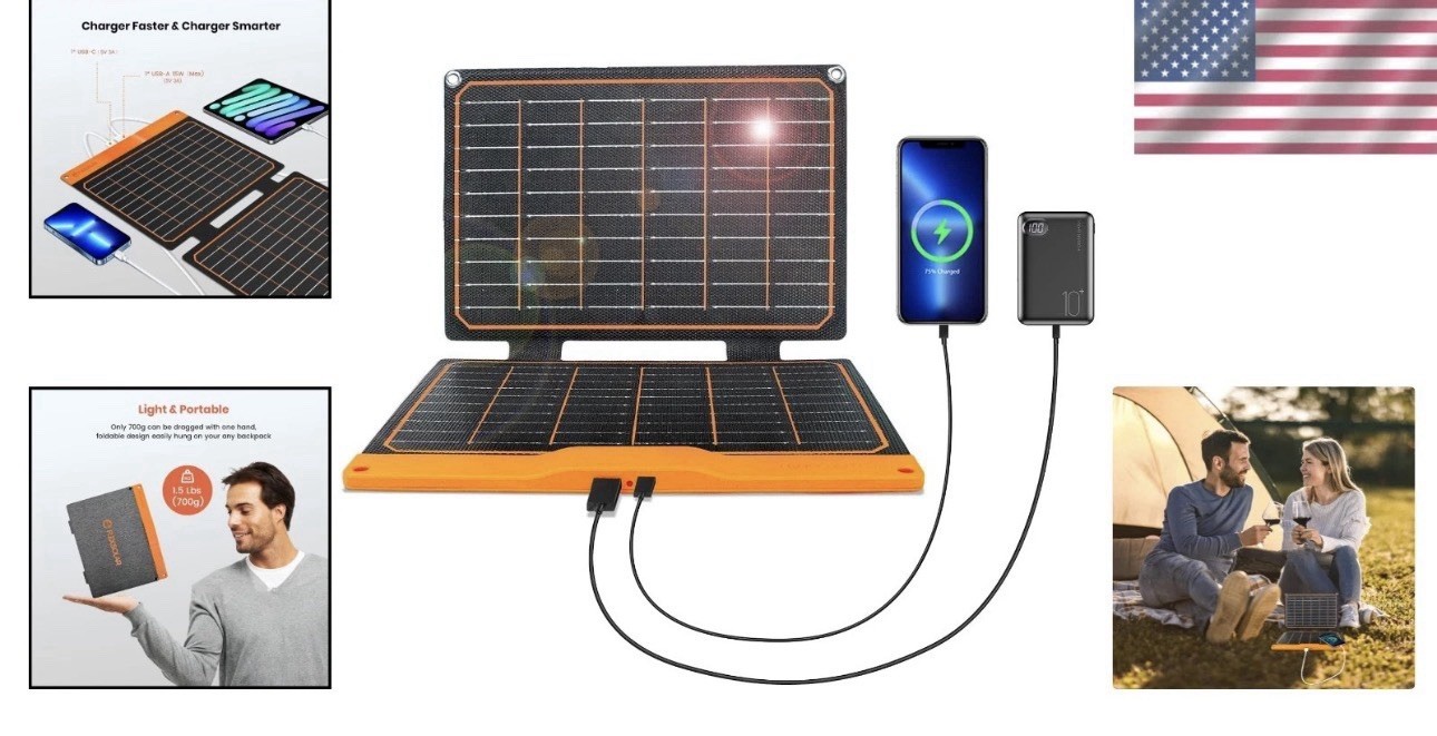 20W High Conversion Solar Panel with Dual USB Outputs for Smart Devices