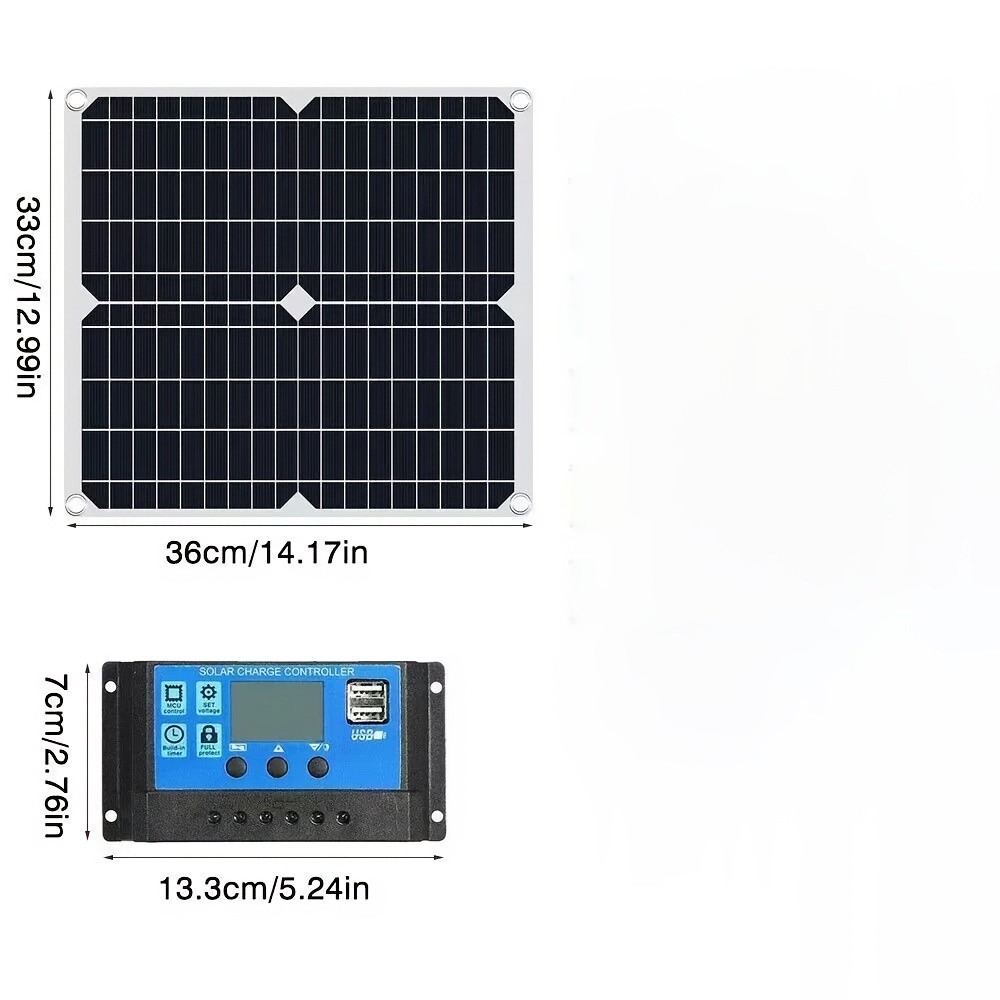Solar Panel Kit With Solar Charge Controller And Extension Cable With Clips