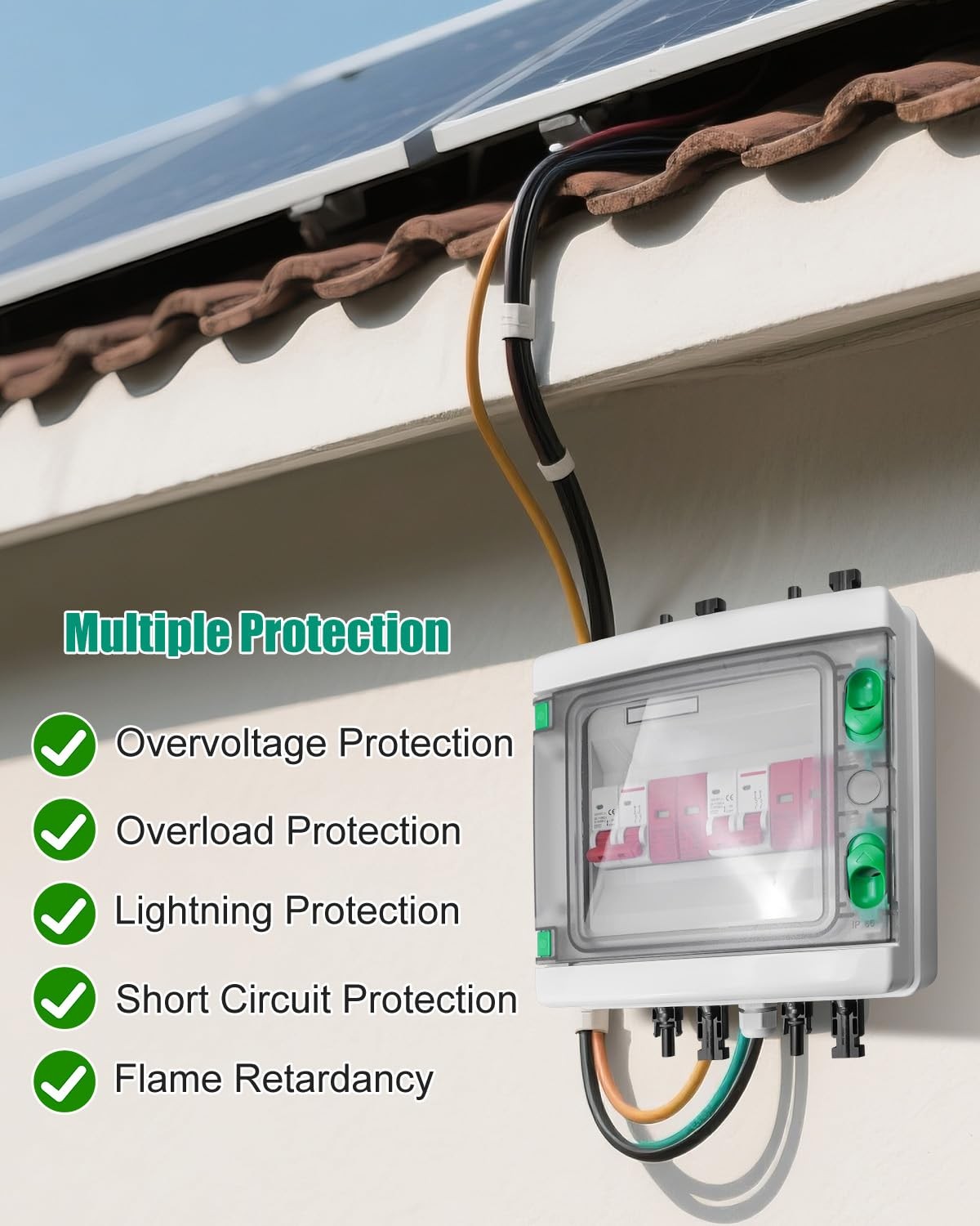 63 Amp Solar Disconnect Switch DC Breaker Box with Surge Protector, IP65 Wate…