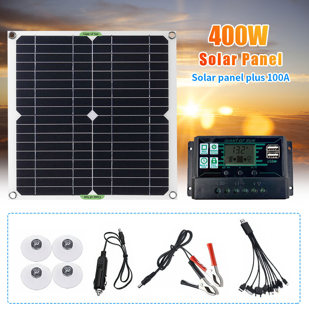 Complete Solar Panel Kit Solar 400W Power Generator 100A Home 12V Grid System