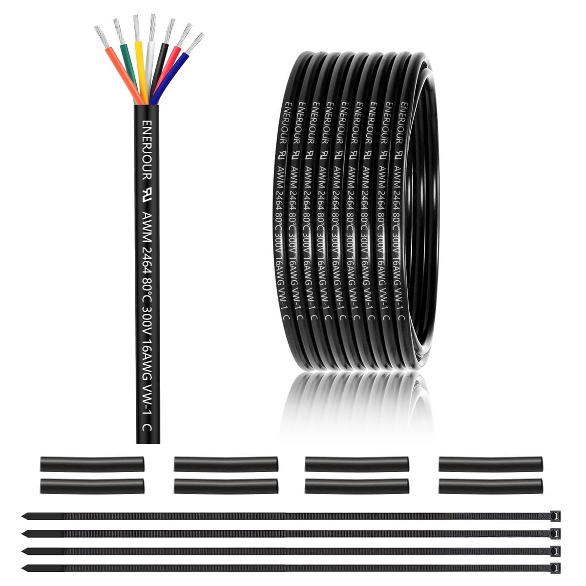 16 Gauge 7 Conductor Electrical Wire 10FT, UL 2464 16 AWG 7 Wire Cable Tinned Co