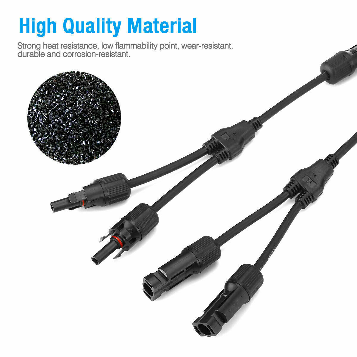 2Pack 30A Solar Panel Y Branch Cable Wire Adapter Connector Extension Waterproof
