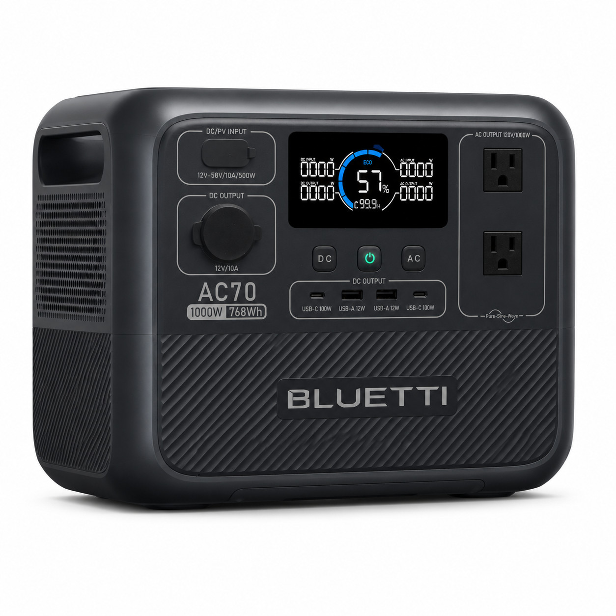 BLUETTI AC70 1000W 768Wh Portable Power Station LiFePO₄ Battery for Travelling