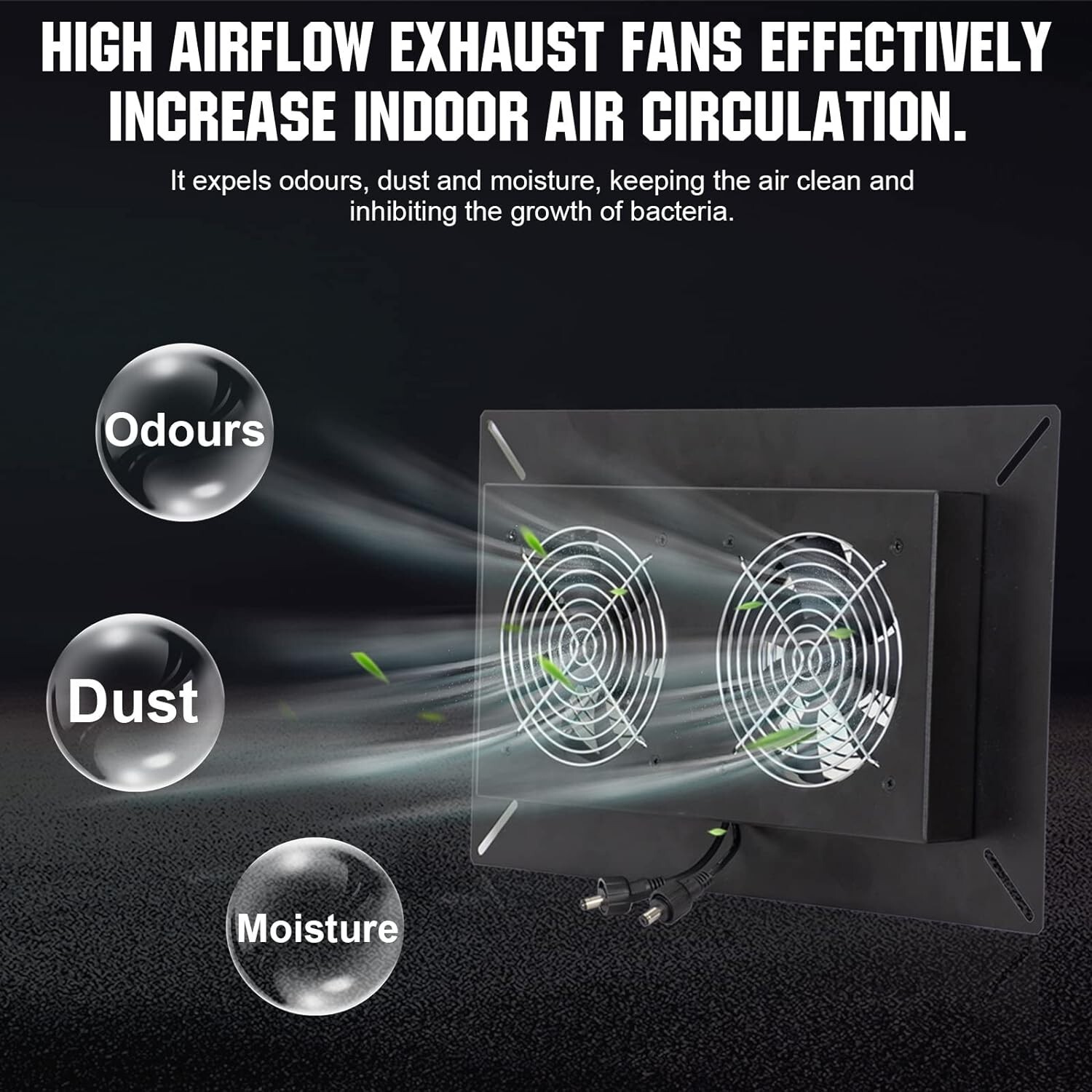 Solar Waterproof Solar Powered Fan Kit, 20W Solar Panel 2 Pcs High Speed DC Brus