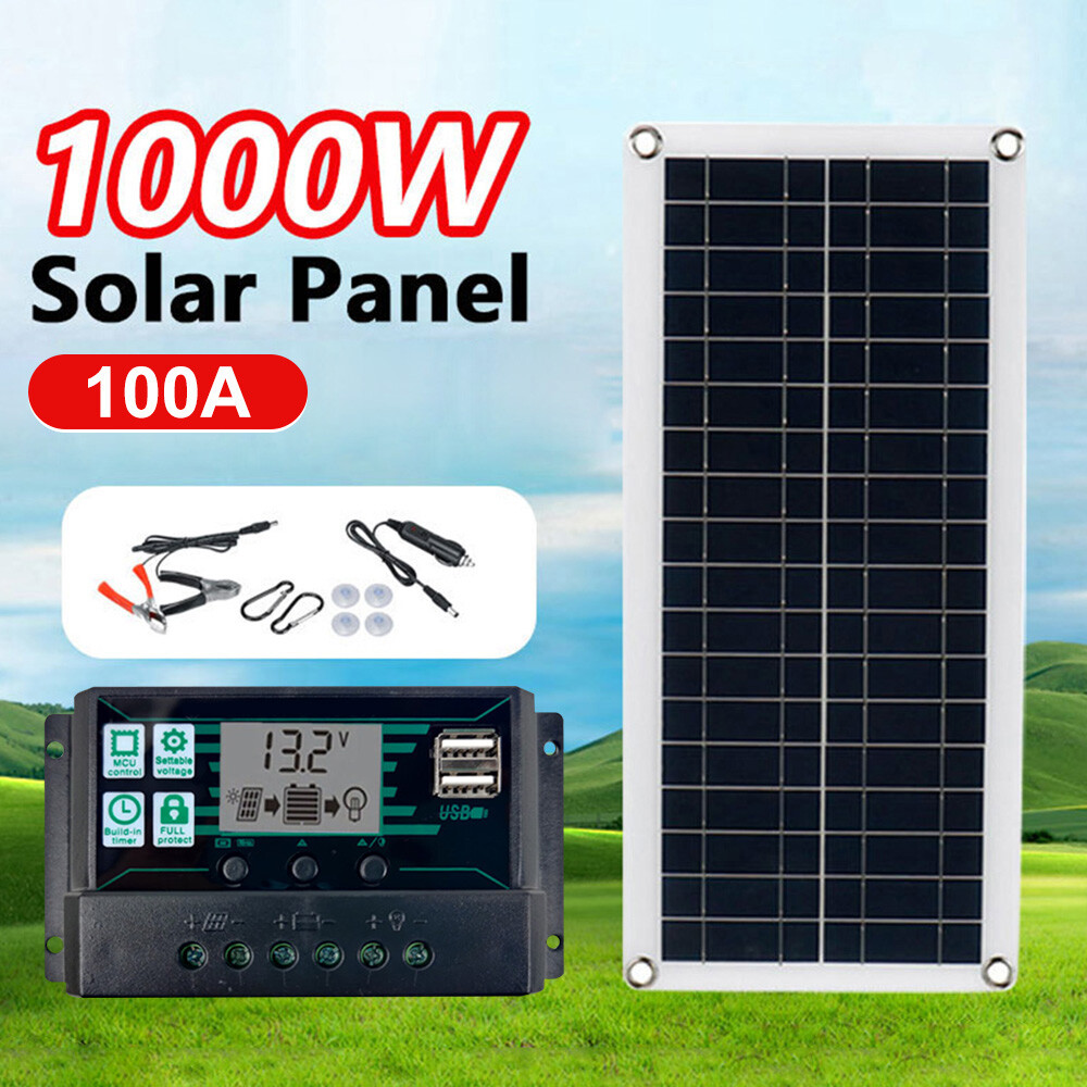 1000 Watts Solar Panel Kit 100A 12V Battery Charger w/ Controller Caravan Boat