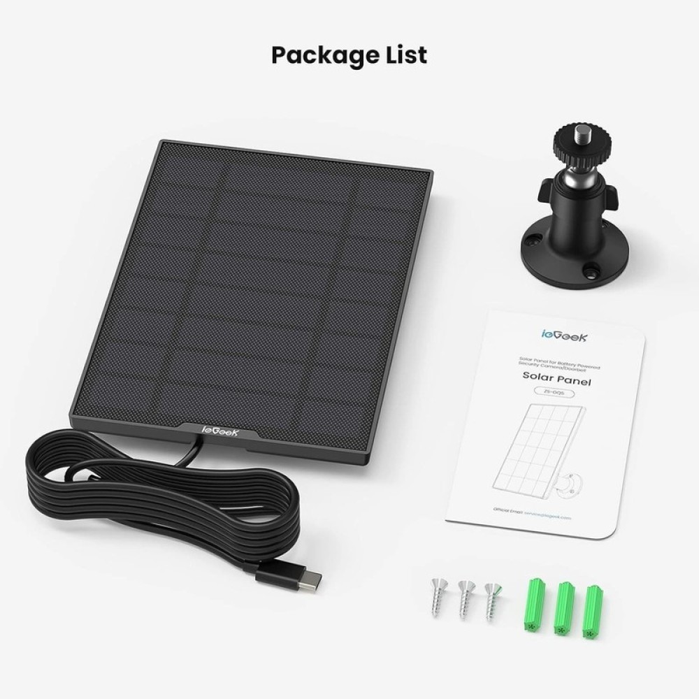 ieGeek Solar Charger for Wireless Security Cameras TYPE-C Port, Plug & Play
