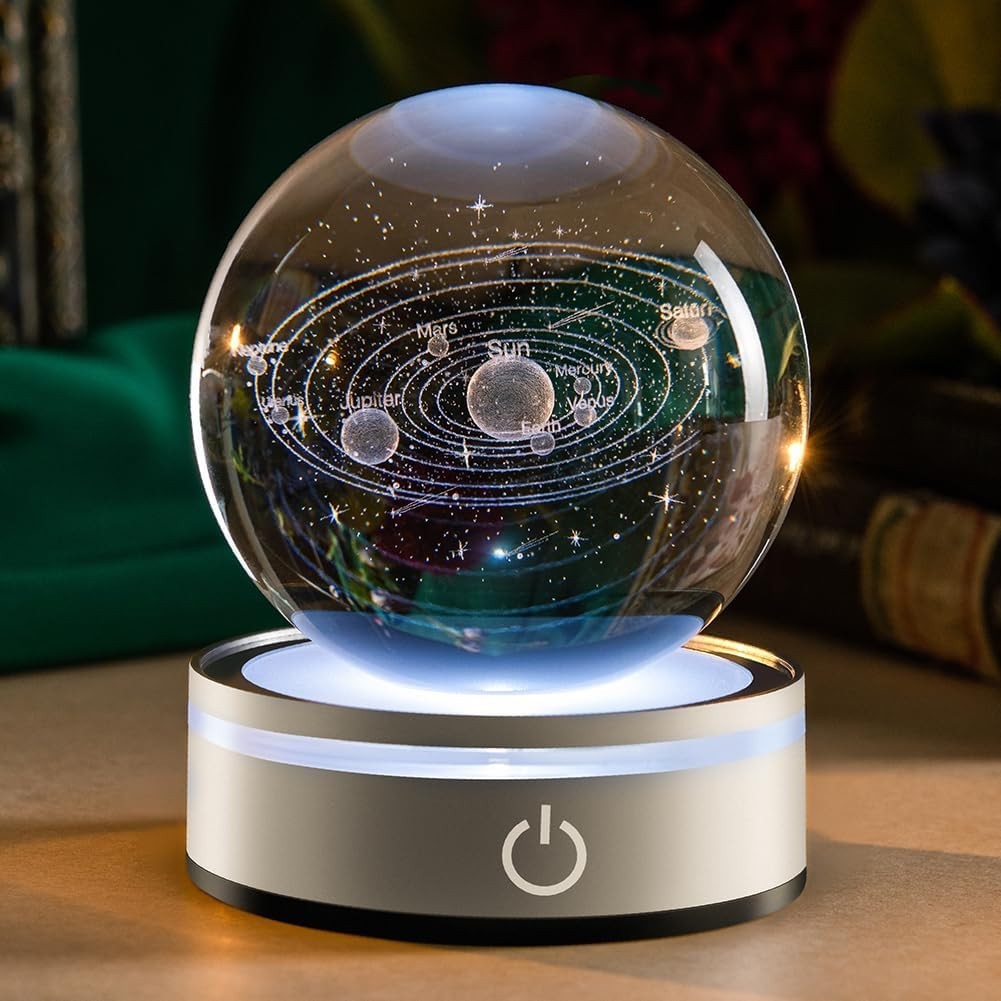 Educational 3D Solar System Crystal Ball – Ideal Gift for Astronomy Lovers