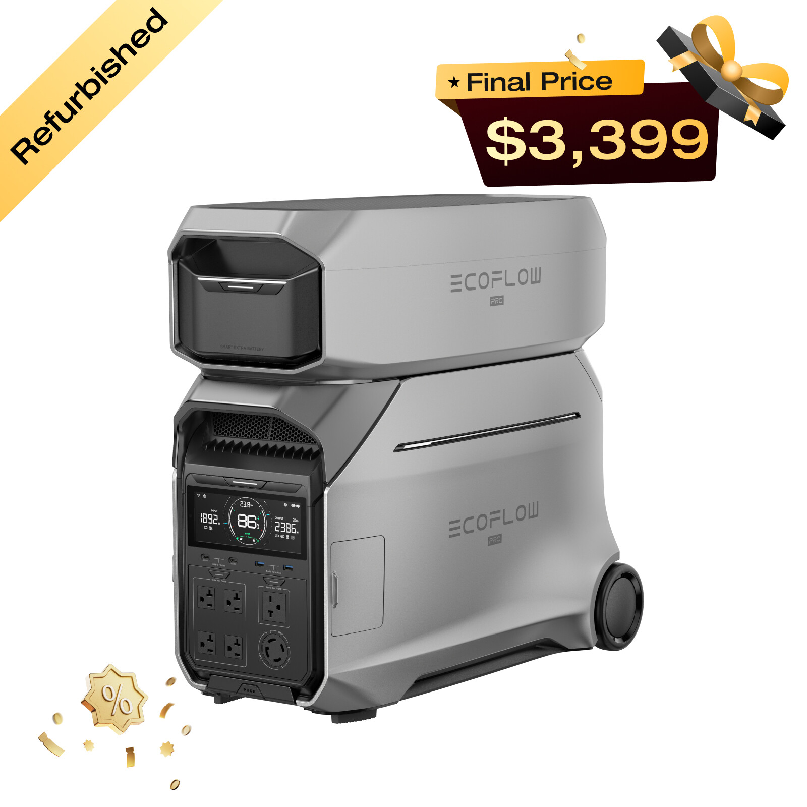 EcoFlow DELTA Pro 3 8000Wh Portable Power Station with Extra Battery Refurbished