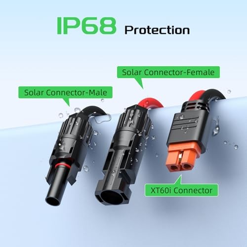 10AWG XT60i Connector Cable, 10 Gauge 25FT Solar to 1PCS 10AWG 25FT Black&Red