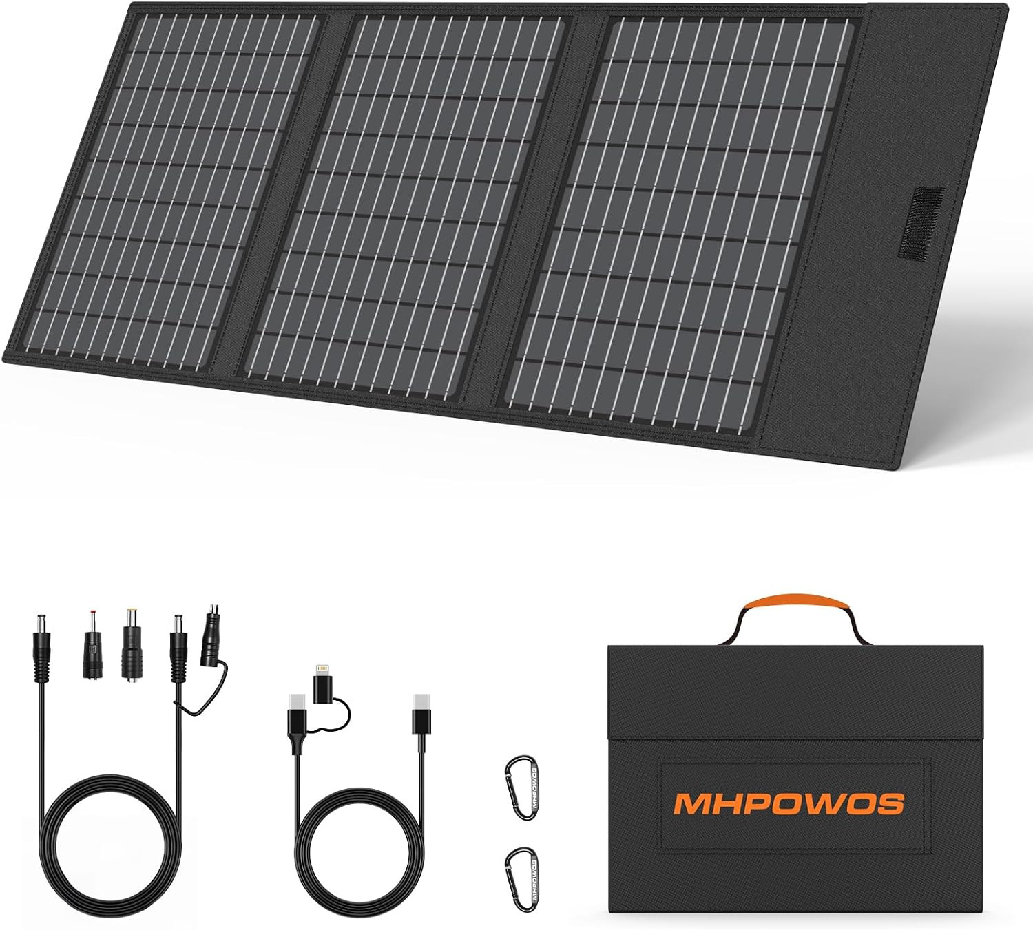 45W Portable Solar Panel Charger with USB-C, USB-A and DC Outputs 18V Foldable I