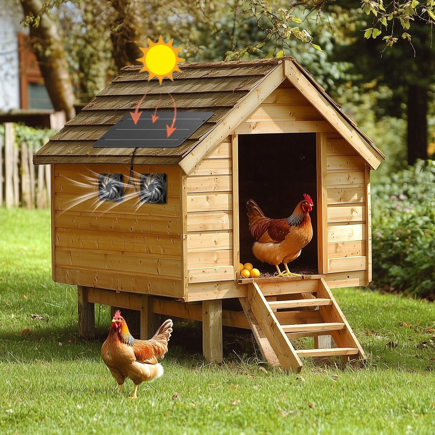 Solar Powered Fan Kit 6W Solar Panel Waterproof DC Exhaust Fan for Chicken Coop