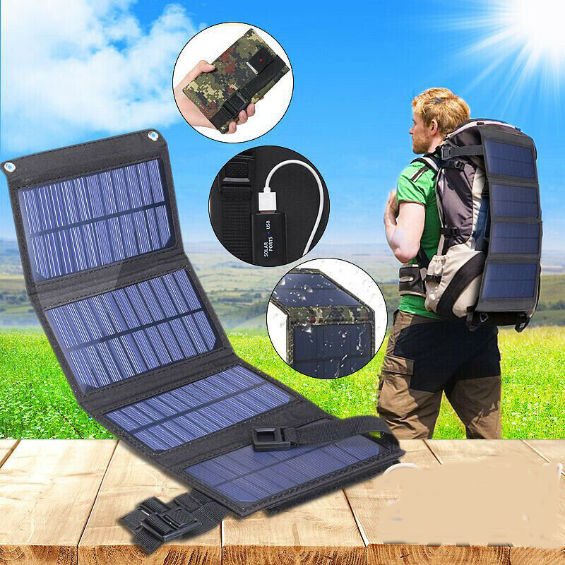 80W Solar Panel Folding Power Bank Outdoor Camping Hiking Phone USB Charger NEW