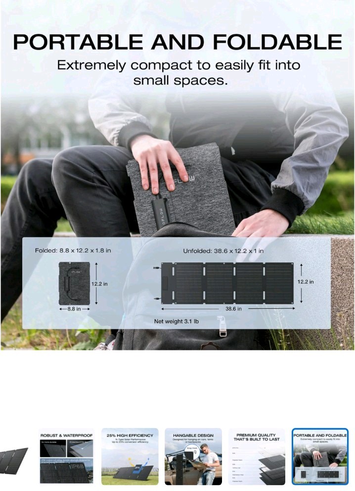 EcoFlow Foldable Portable Waterproof Solar Power solar panel.