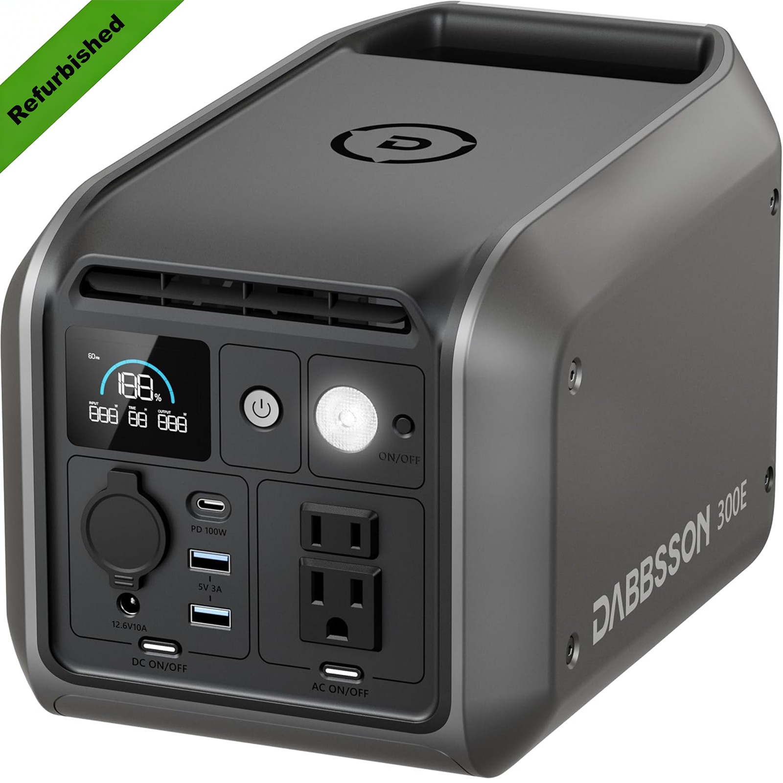 Portable Power Station LiFePO4 Battery 298Wh 300W Solar Generator Dabbsson 300E