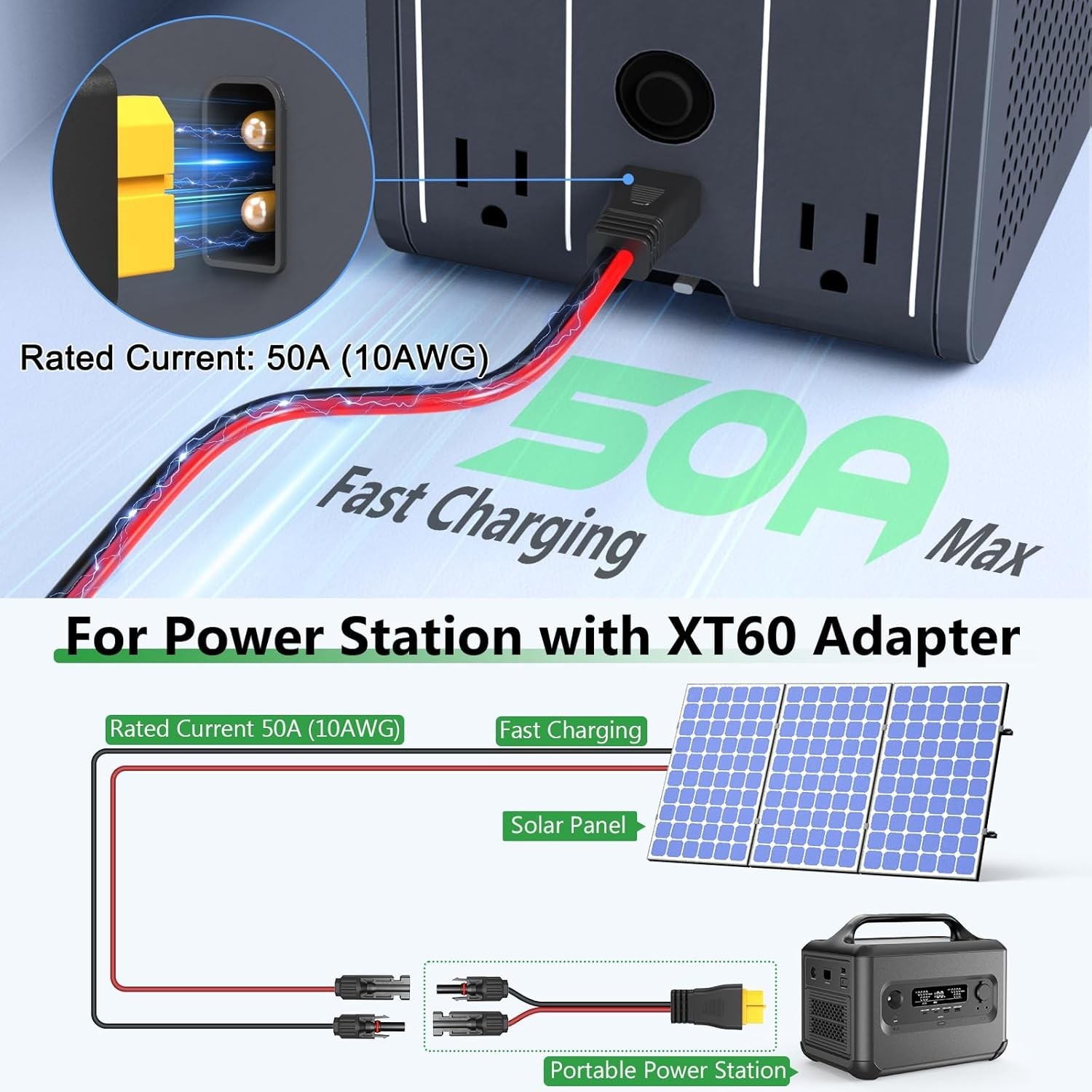 High-Quality 10AWG XT60 Solar Cable – 600V, 25FT for Efficient Power Transfer