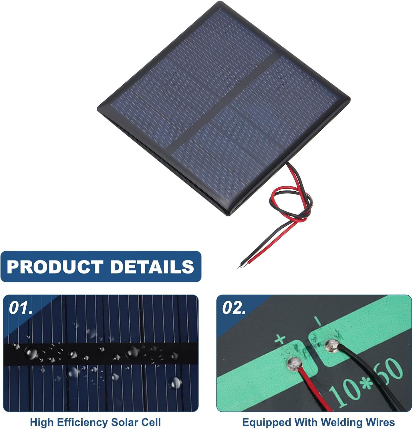 5 Pcs 3V 0.63W 210Ma Mini Solar Panels, Small Polycrystalline Solar Cell Panel w