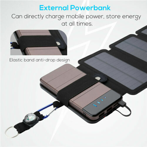 PFCTART USB Portable Charger Panel Solar Power Bank for Cell Phone Waterproof