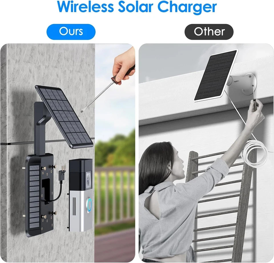 Solar Charger Compatible for Ring Video Doorbell 3/3 Plus/4/Battery Doorbell Plu