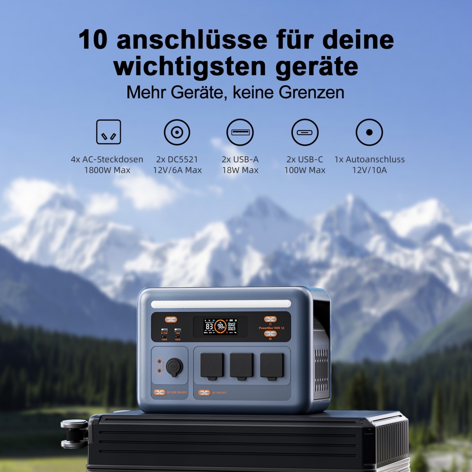 LiFePO4 USV 200W Solarpanels PowerMax 1800SE Tragbares Powerstation 1024Wh OSCAL
