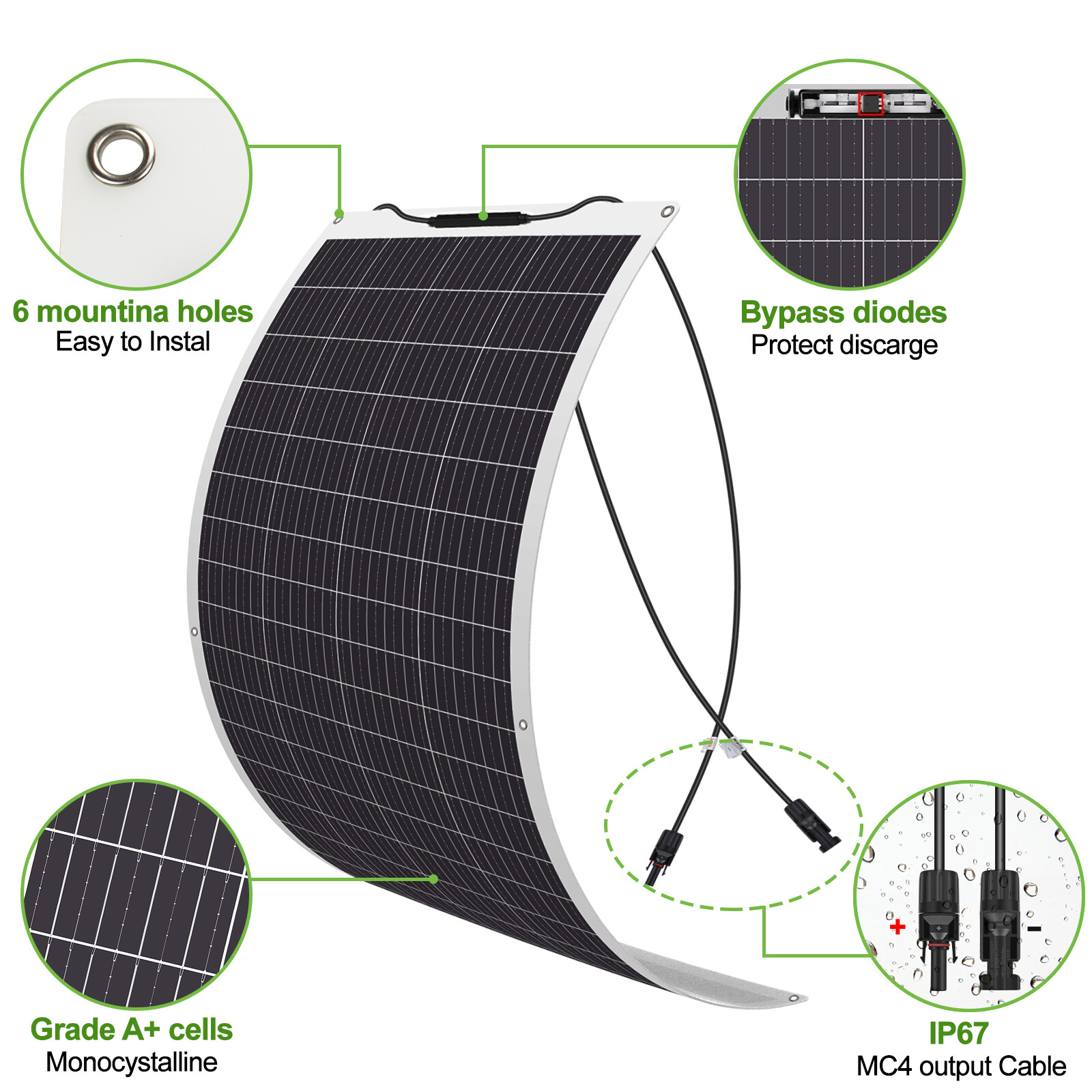 300W Flexible Solar Panel Mono 12V Home RV Boat Camping Power Battery Charging