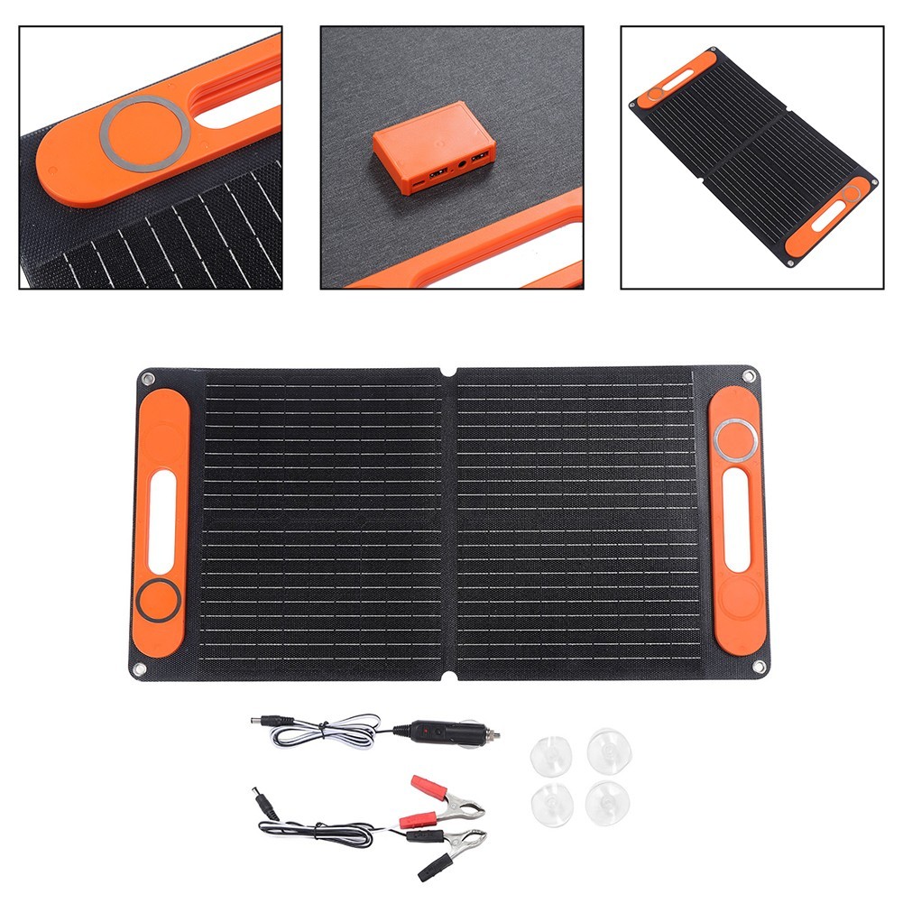Portable Folding 80W Solar Panel Kit with Dual USB and 12V Battery Output