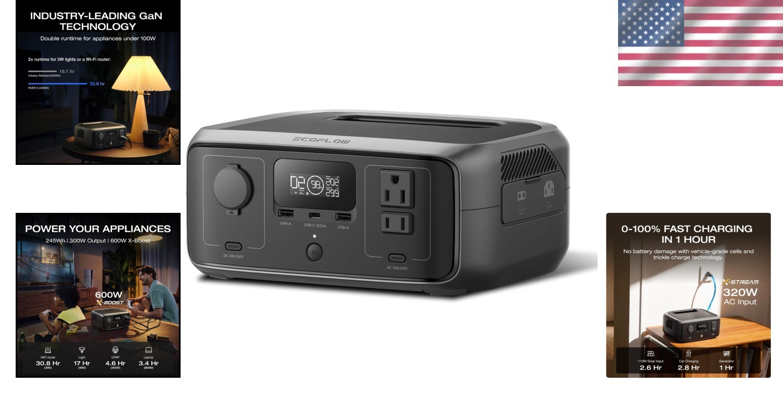 Portable Power Station RIVER 3 – Fast Charging