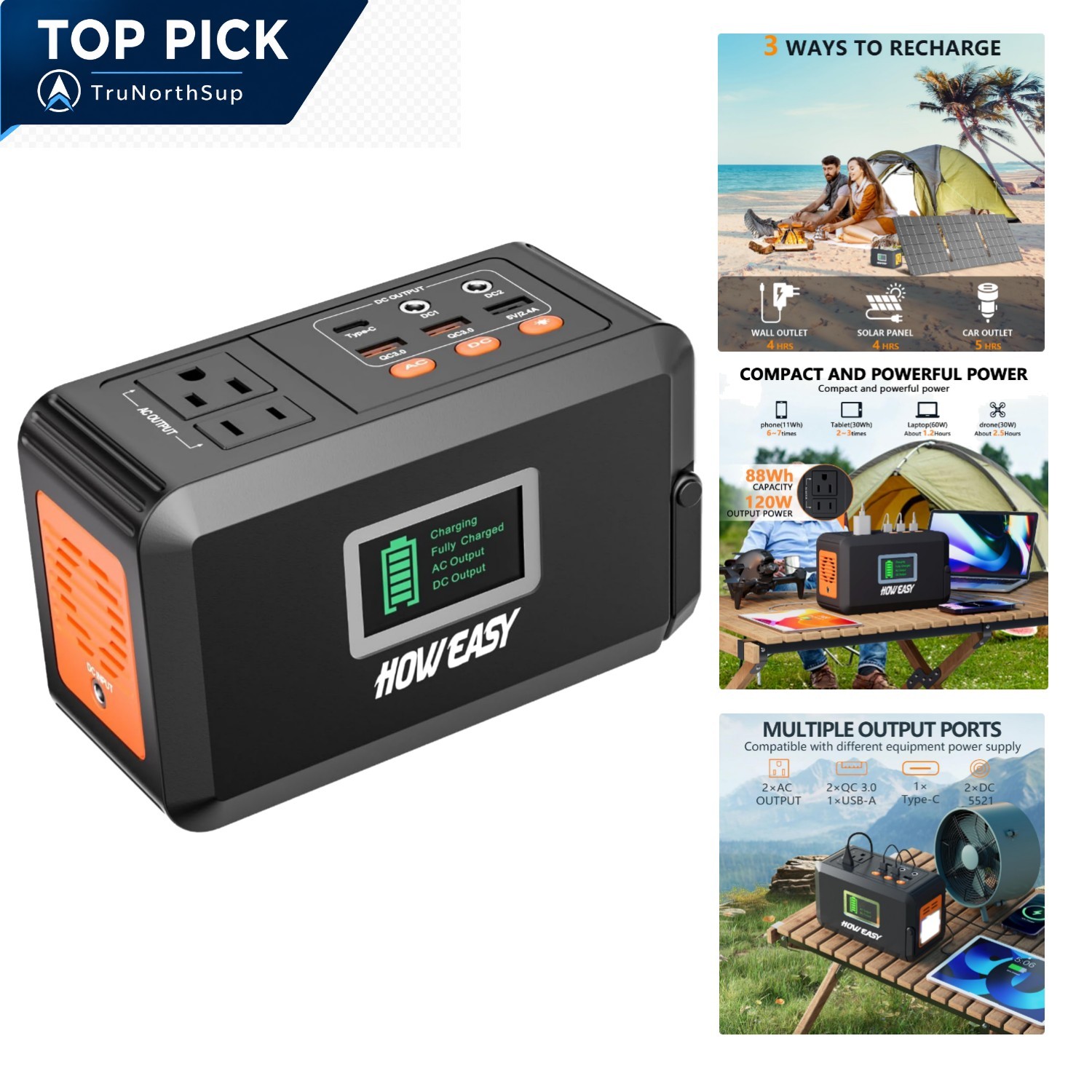 Portable Power Station 120W 240W Peak 88Wh Lithium Battery Emergency Camping …