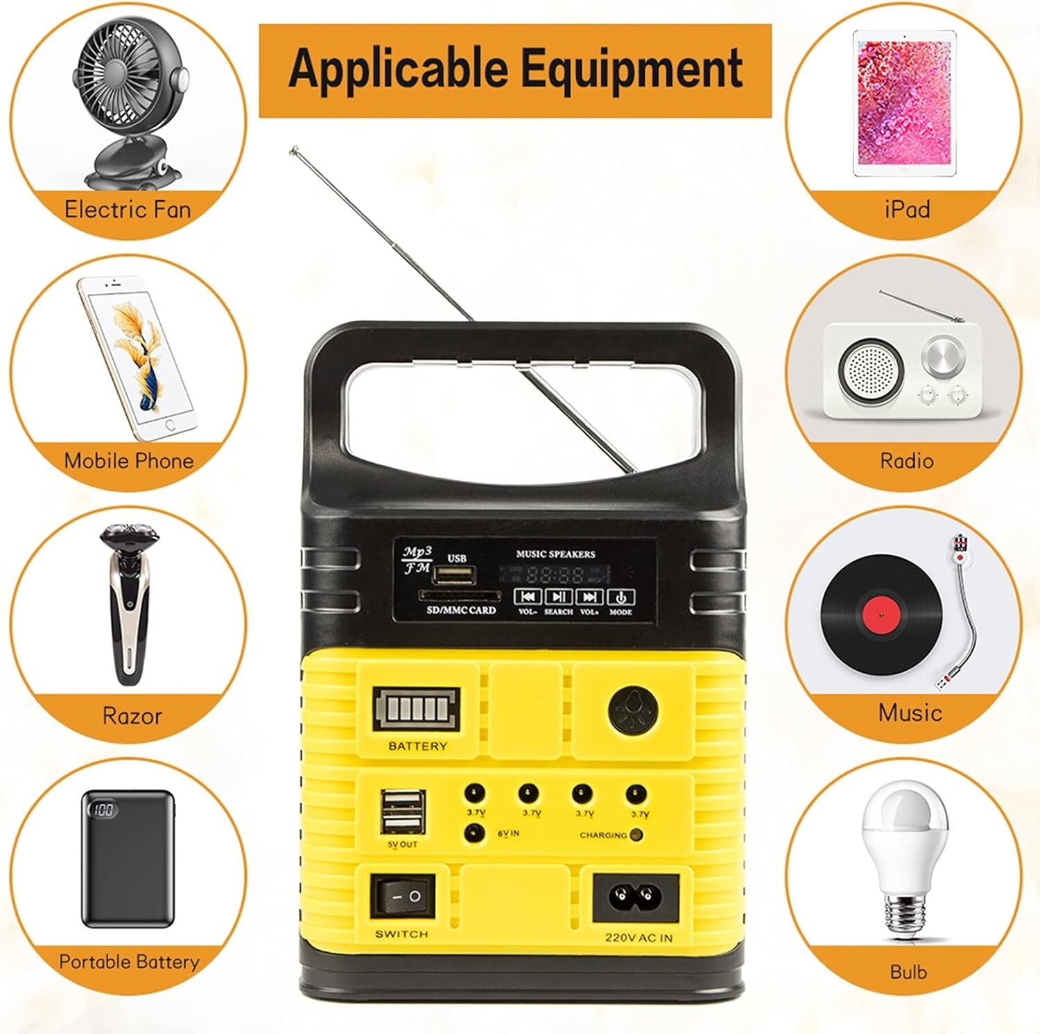 All-in-One Solar Power Station – Rechargeable Portable Generator with LED Lights