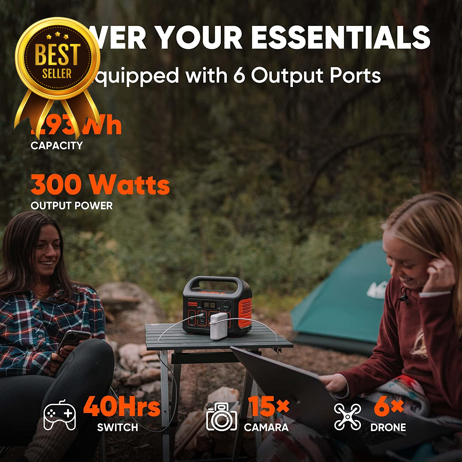 Portable Power Station 293Wh Lithium Battery Solar Generator Camping Backup